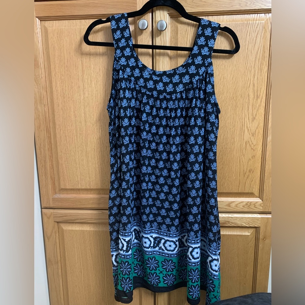 🍉Papa Vancouver tank dress/cover up, S, navy with blue, green & white NWOT